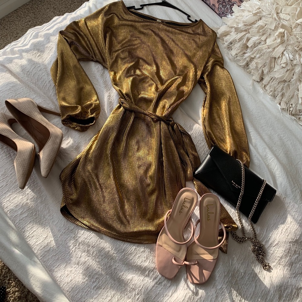 Gold Metallic Mini Dress